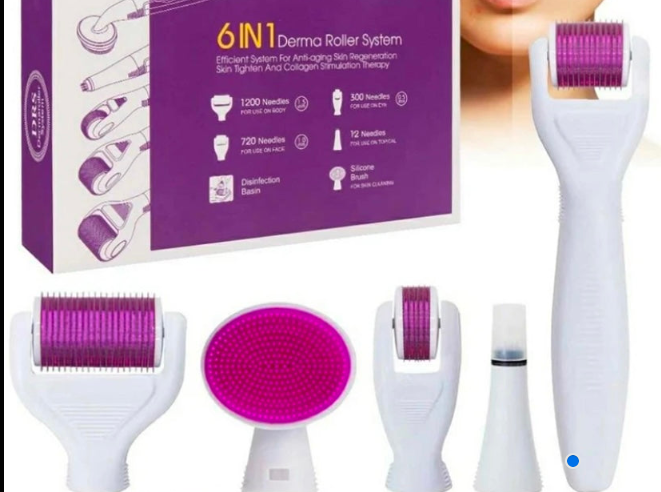 kit com 6 Dermaroller Micropunción Microagujas Cuerpo Rostro Cabello