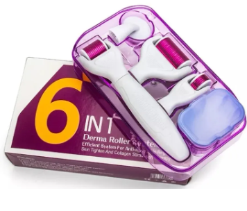 kit com 6 Dermaroller Micropunción Microagujas Cuerpo Rostro Cabello