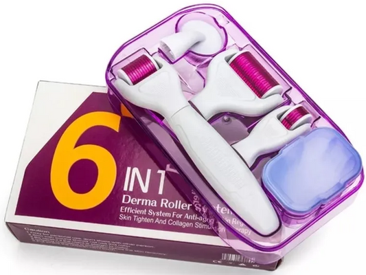 kit com 6 Dermaroller Micropunción Microagujas Cuerpo Rostro Cabello